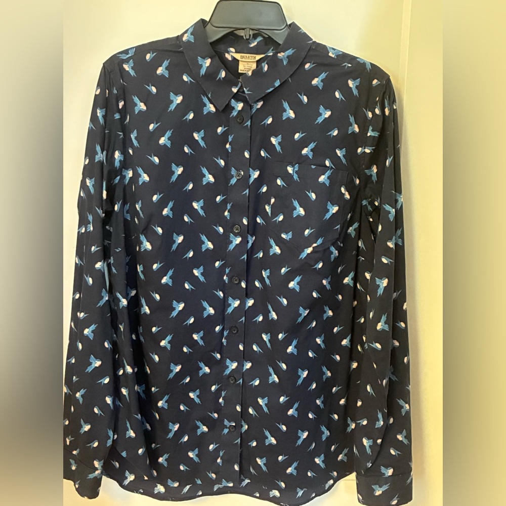 Duluth Trading Co Wrinkle-fighter button down Bluebird print